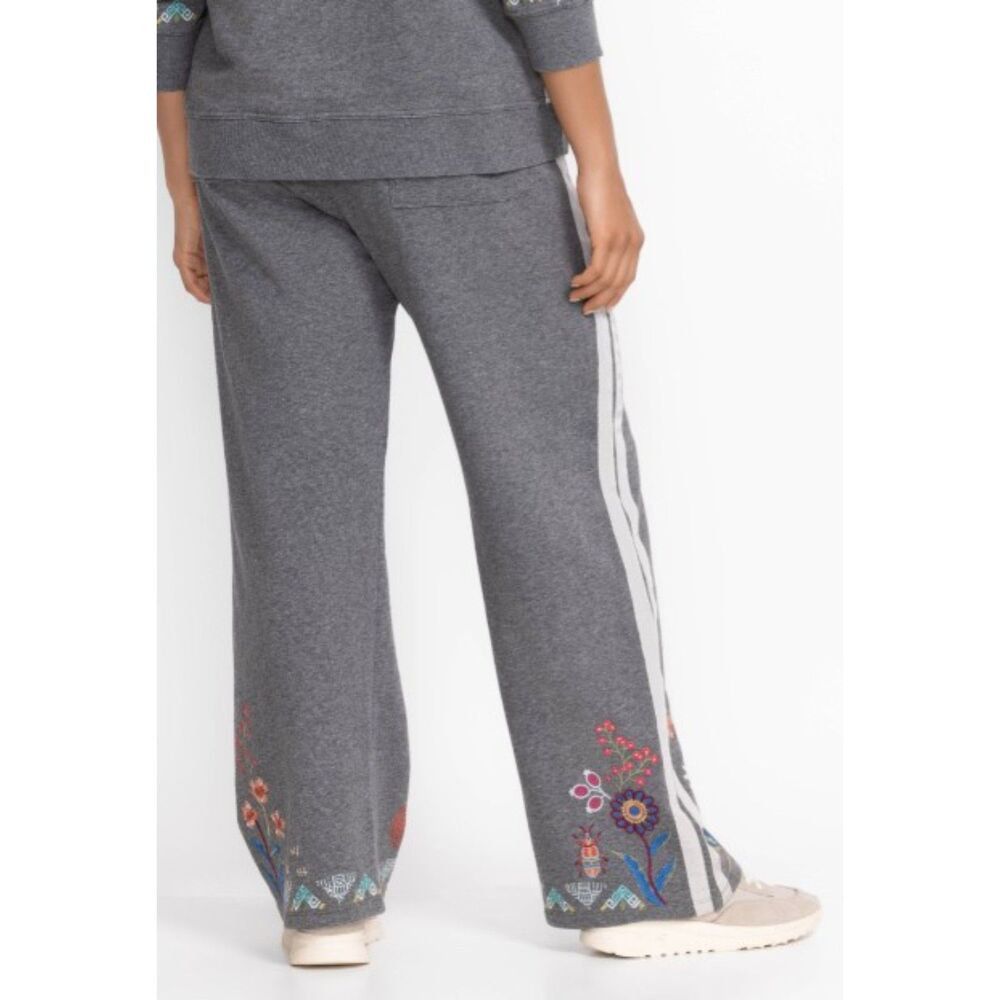 Johnny Was Griffin Wide Leg Ribbon Pant in Embroidered Grey Marled size Small - Picture 3 of 16
